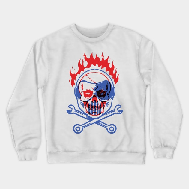 Skull Biker Fire/ Flame Crewneck Sweatshirt by alysdesigns